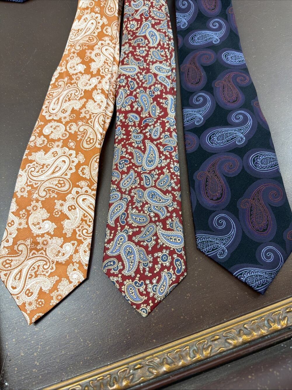 Mens Silk Tie Lot Bundle 3 Calvin Klein Geoffrey Beene Oakton Executive Paisley